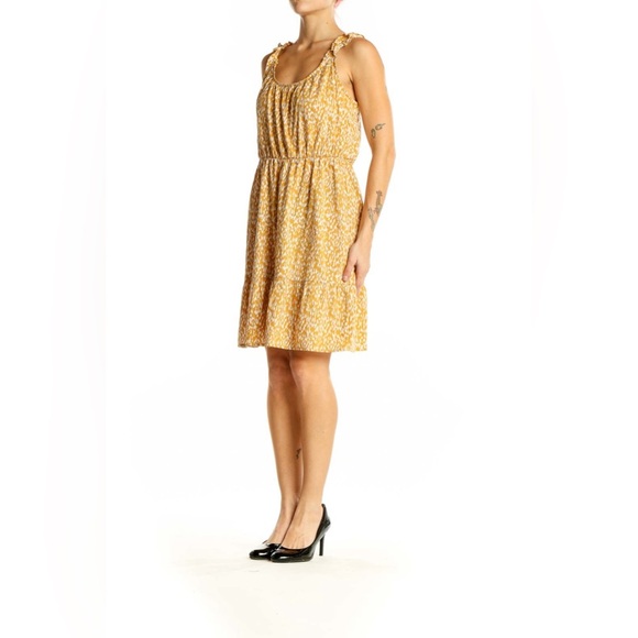 Banana Republic Yellow Patterned Sleeveless Summer Dress - Size XS - Picture 3 of 8